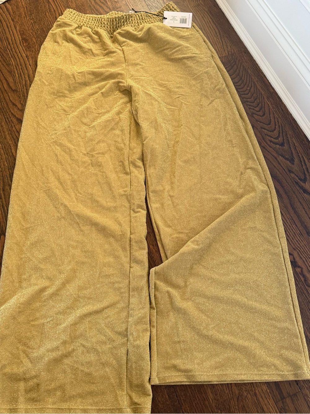 Weworewhat smocked gold swim cover up pants size large